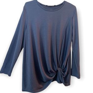 YOINS Your Inspiration Blue Grey Long Sleeved Twisted Front Top XL (A-138)